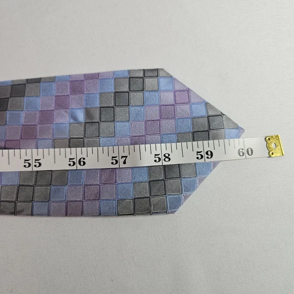 Calvin Klein 100% Silk Tie Geometric Purple 3.5